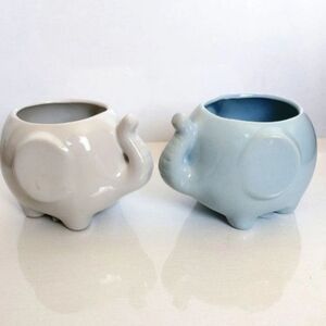 Elephant Shaped Planters White Light Blue Succulent Planters